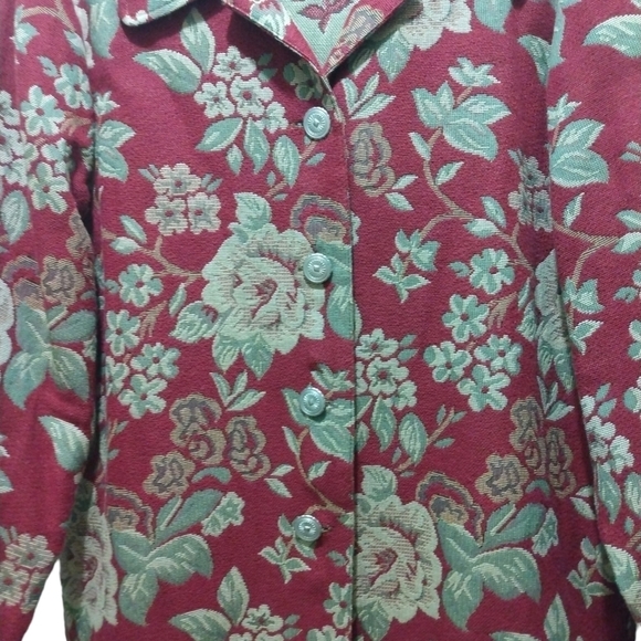 Vintage (1985) Blair Red & Green Tapestry Button Up Jacket Size S - Picture 3 of 10